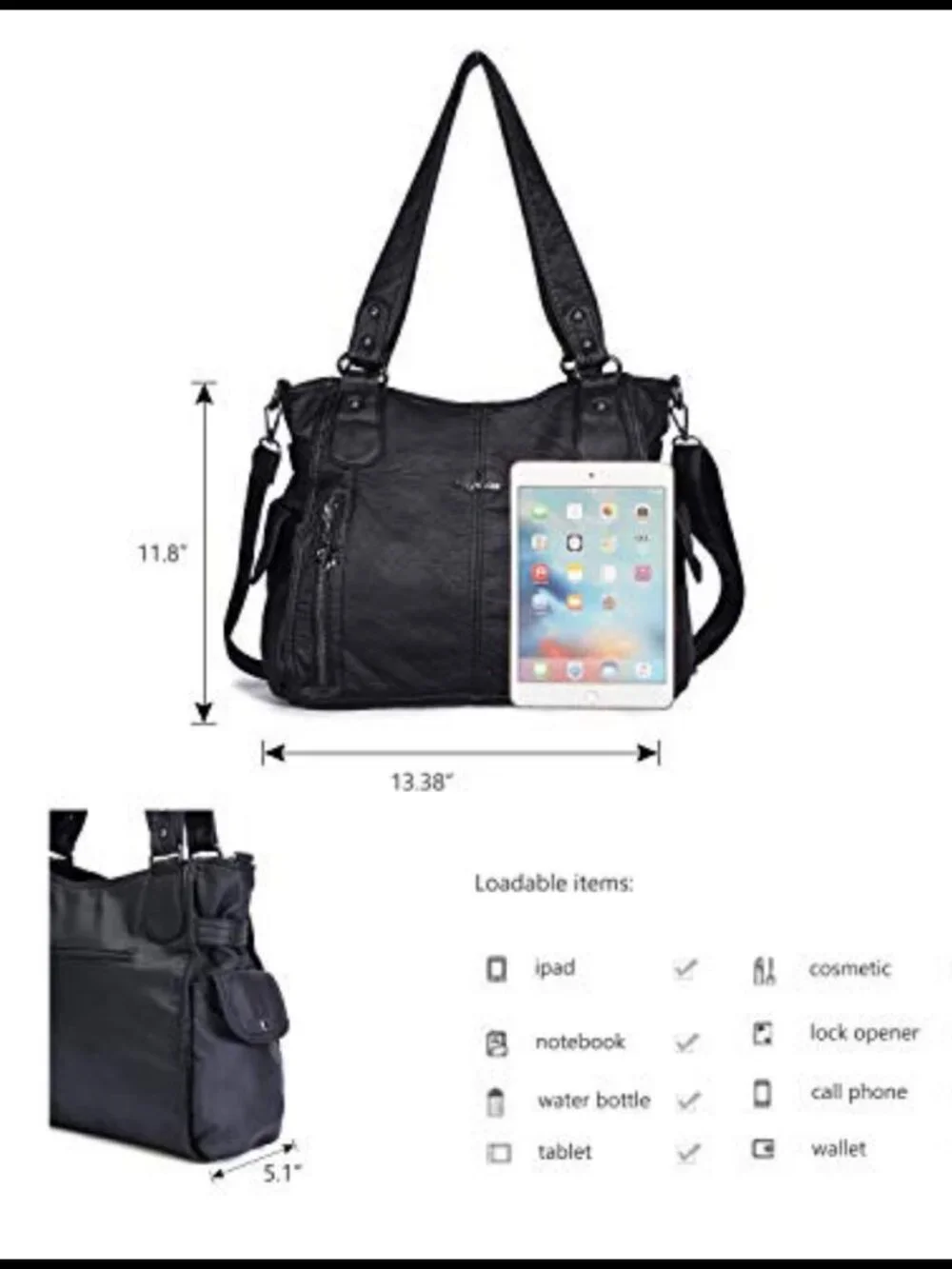Vegan Leather Hobo Bag Top Handle Shoulder Purse Roomy Tote Satchel